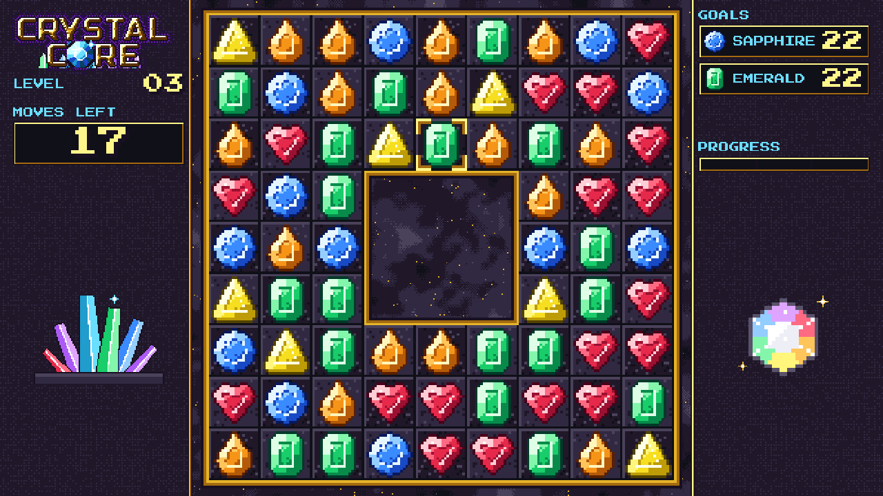 Matching gems to reach the level goals