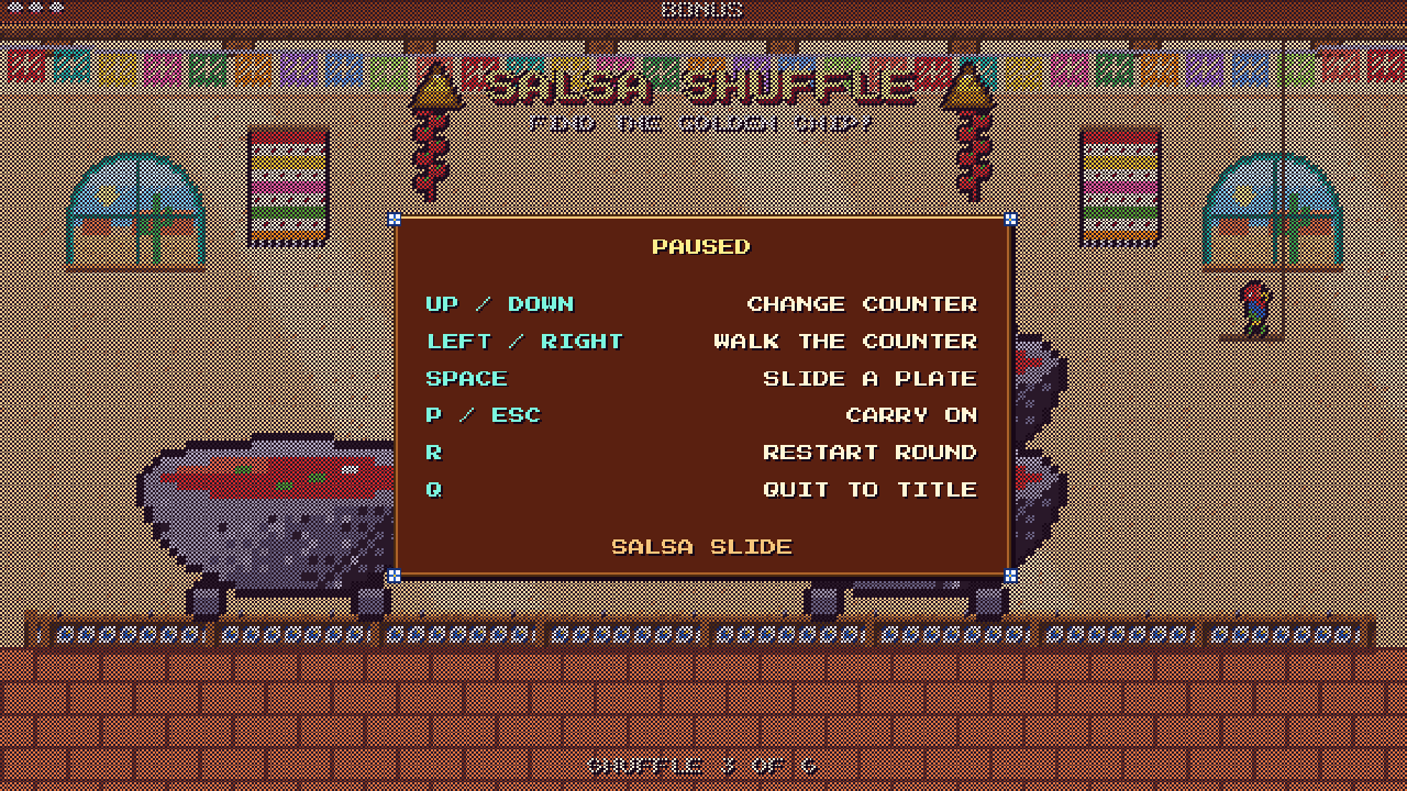 Pause menu during the Salsa Shuffle