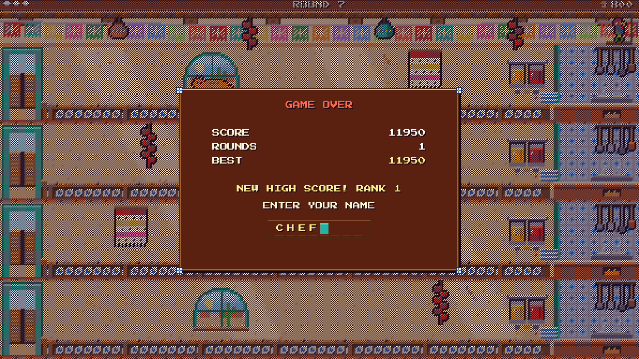 Game over and high score name entry