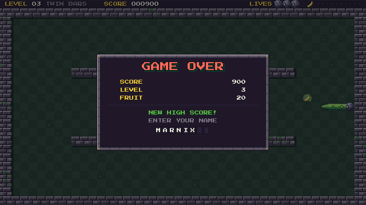Game over and high score name entry