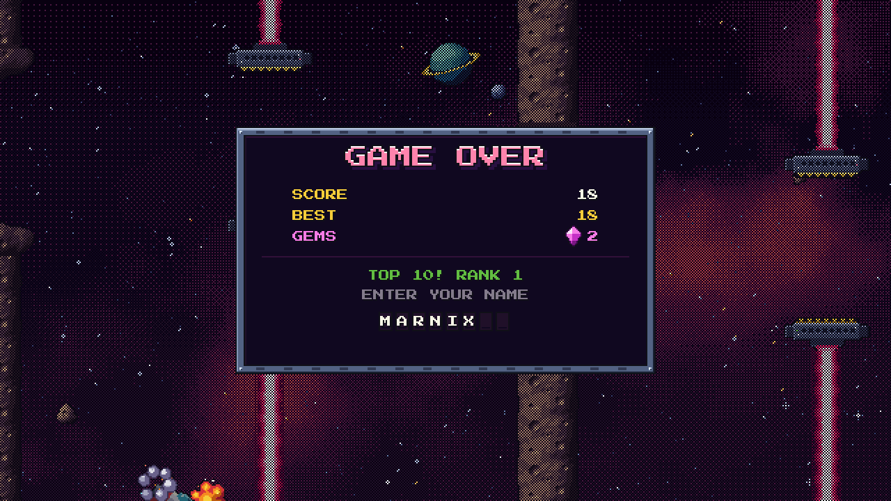 Entering a high score